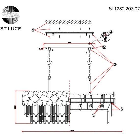 SL1232.203.07 Люстра подвесная ST-Luce Золотистый/Прозрачный, Золотистый E14 7*60W CASERTA