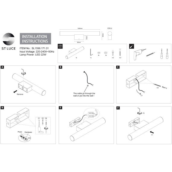 SL1599.171.01 Светильник настенный ST-Luce Хром/Белый LED 1*22W 3000K CURRA