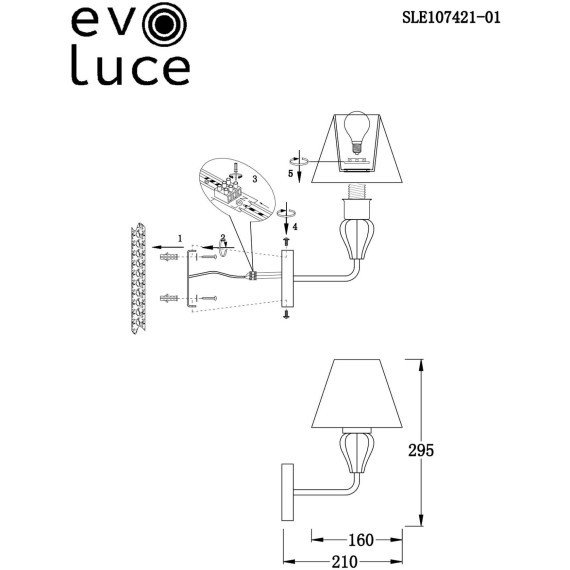 SLE107421-01 Светильник настенный Золотистый/Белый E14 1*60W DALIDA