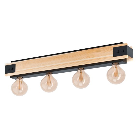 43466 Потол. светильник LAYHAM, 4х60W (E27), L760, B85, H100, дерево, сталь, черный