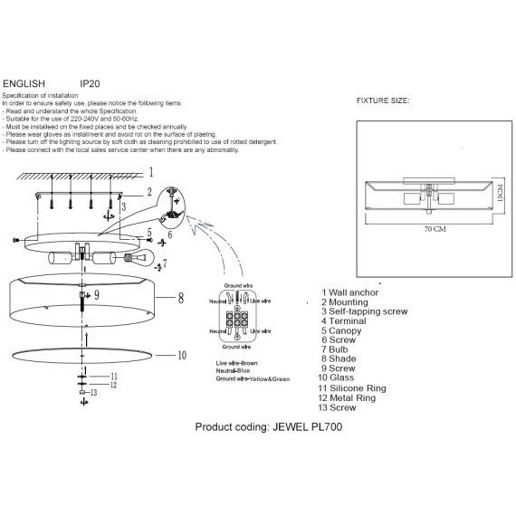Светильник потолочный Crystal Lux JEWEL PL700 GR