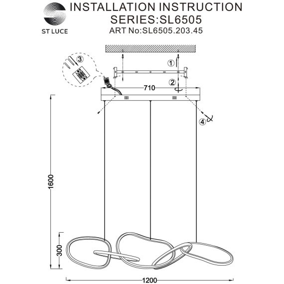SL6505.203.45 Светильник подвесной ST-Luce Золотистый/Золотистый LED 1*45W 4000K ABRA