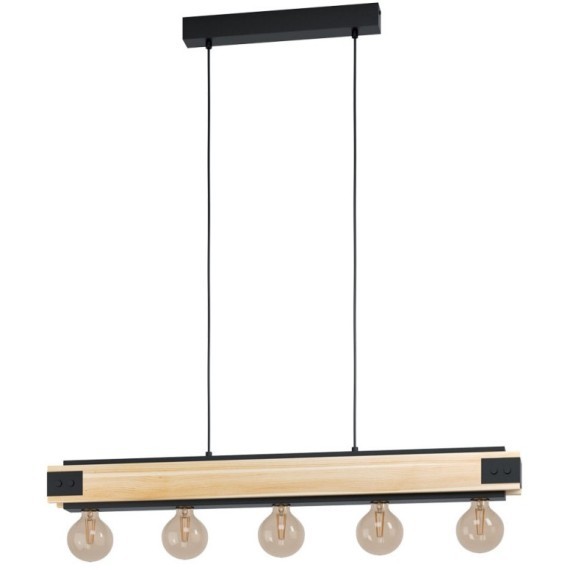 43468 Подвес LAYHAM, 5х60W (E27), L960, B85, H1100, дерево, сталь, черный