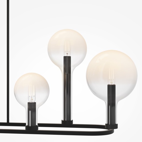 Люстра на штангах с черным основанием и прозрачными плафонами, лампы E14 6шт, Maytoni Status MOD333PL-06B1