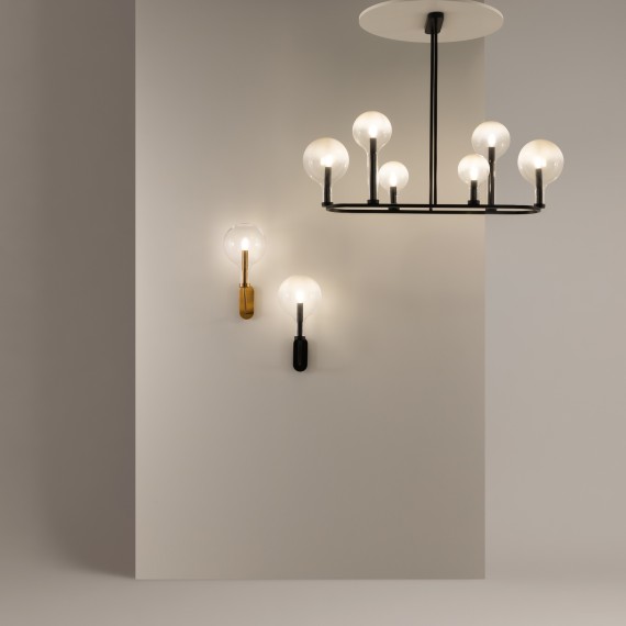 Люстра на штангах с черным основанием и прозрачными плафонами, лампы E14 6шт, Maytoni Status MOD333PL-06B1