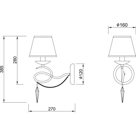 Бра Freya FR2909-WL-01-CH Haley под лампу 1xE14 40W