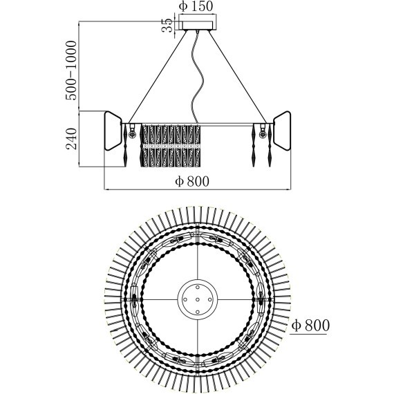 Хрустальная подвесная золотая люстра в виде кольца Favourite 4779-10P