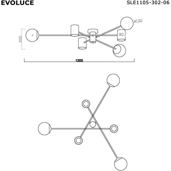 SLE1105-302-06 Светильник потолочный Латунь/Белый GU10+E27 3+3*5+60W RAITO