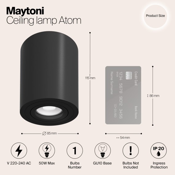 Накладной потолочный светильник Maytoni C016CL-01B Atom под лампу 1xGU10 50W