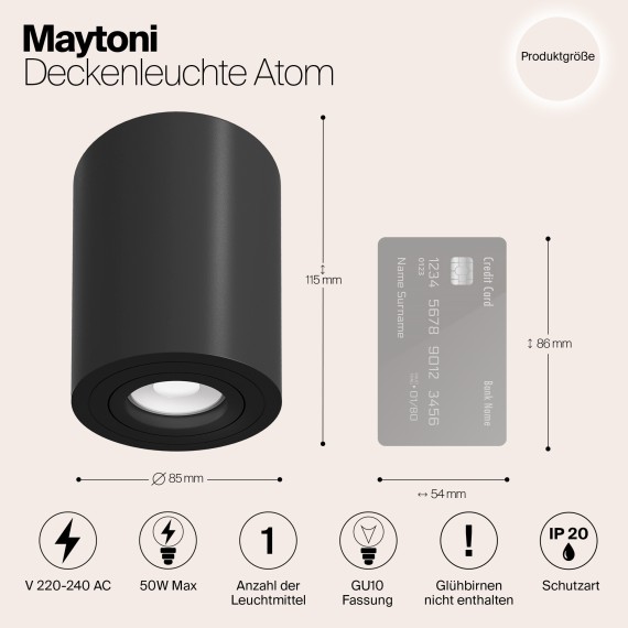 Накладной потолочный светильник Maytoni C016CL-01B Atom под лампу 1xGU10 50W