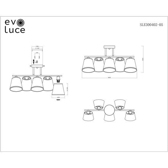 SLE300402-05 Светильник потолочный Хром/Белый, Серый E14 5*40W PRATO