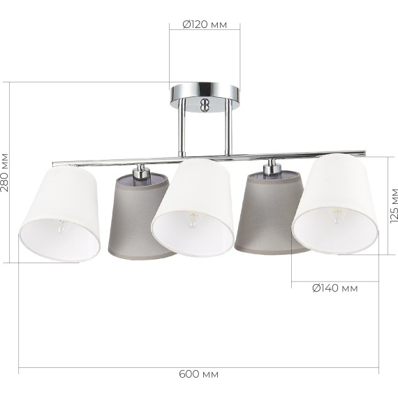 SLE300402-05 Светильник потолочный Хром/Белый, Серый E14 5*40W PRATO