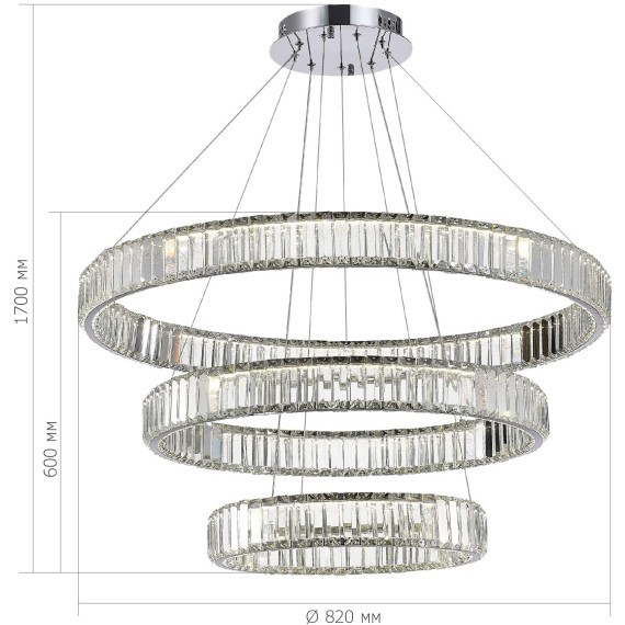 SL1622.103.03 Люстра подвесная ST-Luce Хром/Прозрачный LED 1*122W 4000K TIVOLI