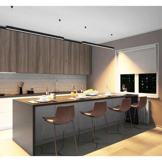 DK9123-BK Линейный черный светодиодный влагозащищенный светильник 125см, накладной/подвесной, тросы 2м в компл. 30Вт 2600Лм 3000К 120° CRI90 RAL9005 IP44 DENKIRS HALS