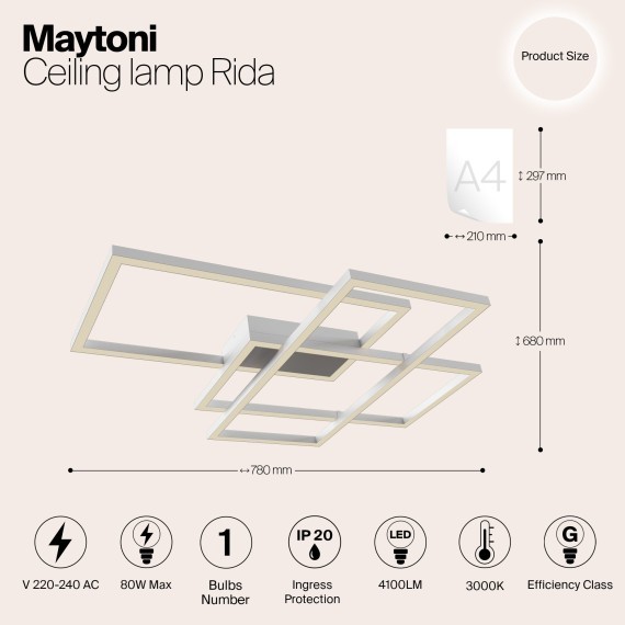 Люстра потолочная Maytoni MOD015CL-L80W Rida светодиодная 3xLED 80W