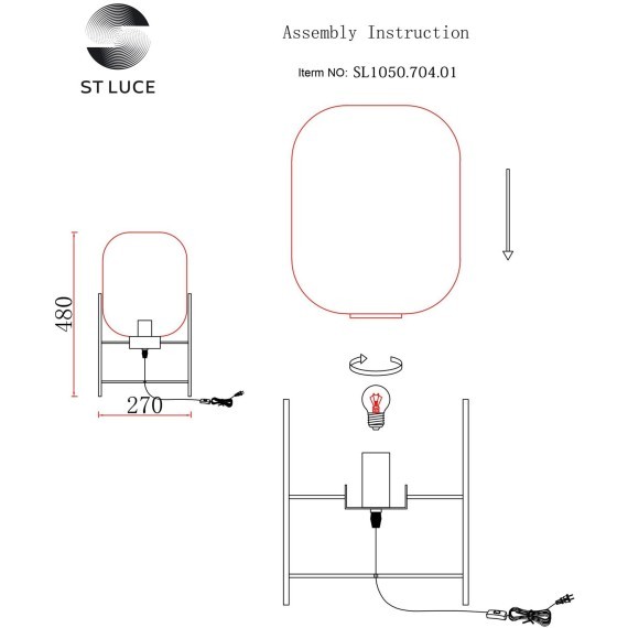 SL1050.704.01 Прикроватная лампа ST-Luce Черный/Дымчатый E27 1*40W BURASCA
